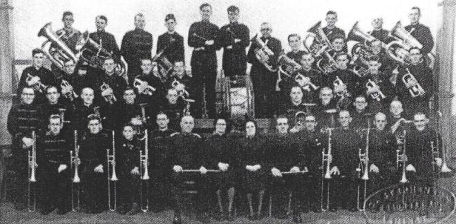 Back, from the left: W. Armstrong, A. Besford, E. Armstrong, J. Murdie, G. Forsyth, A. Clive, .J Baird, I Murdie, G. Pattison,R. Smails, W. Pattison, K. Rogerson and S. Blears. Second back row: R. Murdie, J Partland, T. Clark, D. Bennett, Humphrey, A. Hall, H. Armstrong, J. Wealleans, W. Kennedy. Second front row: W.J. Armstrong, T. McCullock, O. White, A. Partland, R. Armstrong, R. Humphrey, A. Howard, J.W. Lillico, L. White. Front row: F. Long, J. Archbold, G. Baird, F. Humphrey, W. Robinson, Adj Smith, Major Taylor, R. McCauley, J. Hooks, J. Ross, G.H. Elliott and W. Clark.