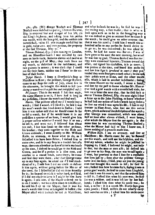 Extract from proceedings of the Old Bailey