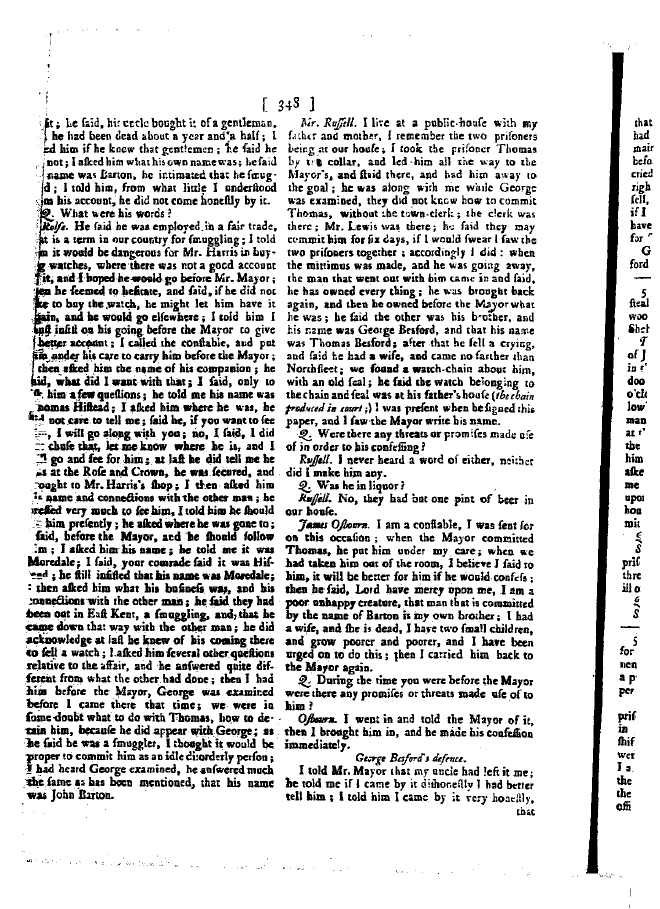 Extract from proceedings of the Old Bailey