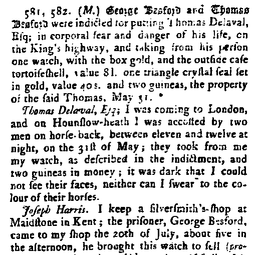 Extract from proceedings of the Old Bailey