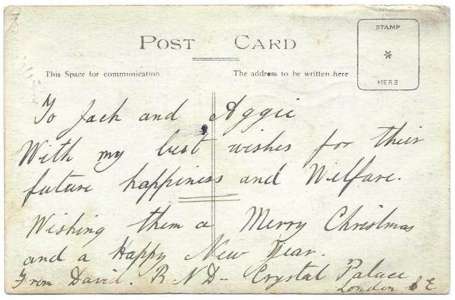 Back of Postcard from David Besford