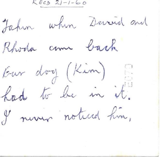 Reverse of photo with handwriting