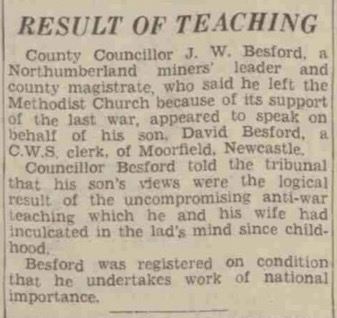 J. W. Besford and David Besford's objectors' pleas at the tribunal in Newcastle