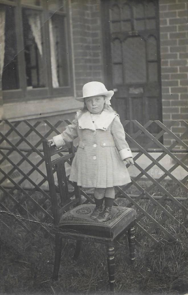 Dora Besford outside 273 Rosalind Street, Ashington