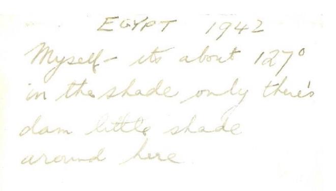 Message written on reverse of postcard