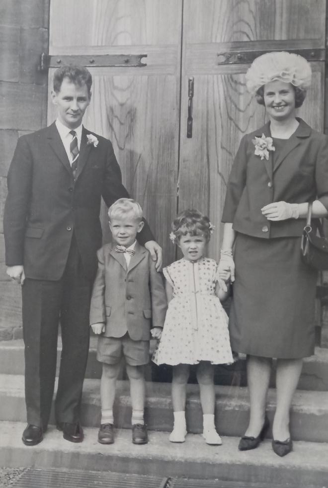 Albert Partland with his wife, Constance Brown Lindsay, and their children, David Alastair Partland and Melodie Ann Partland