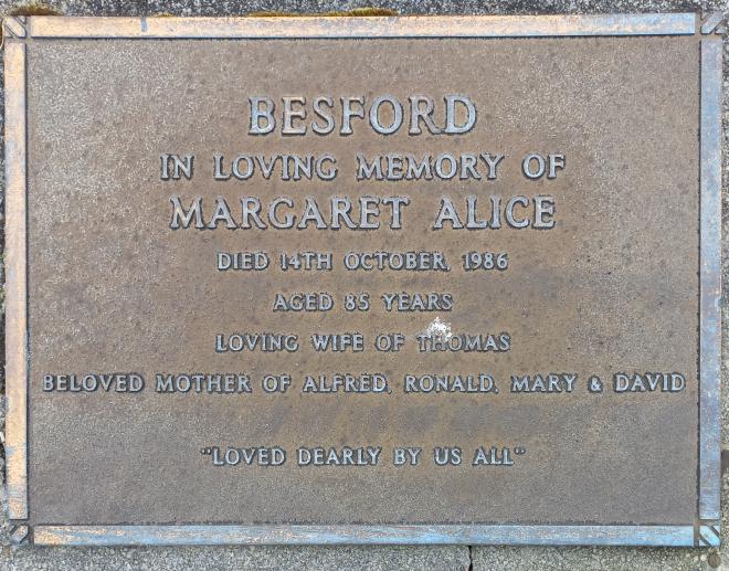 Gravestone of Margaret Alice Besford