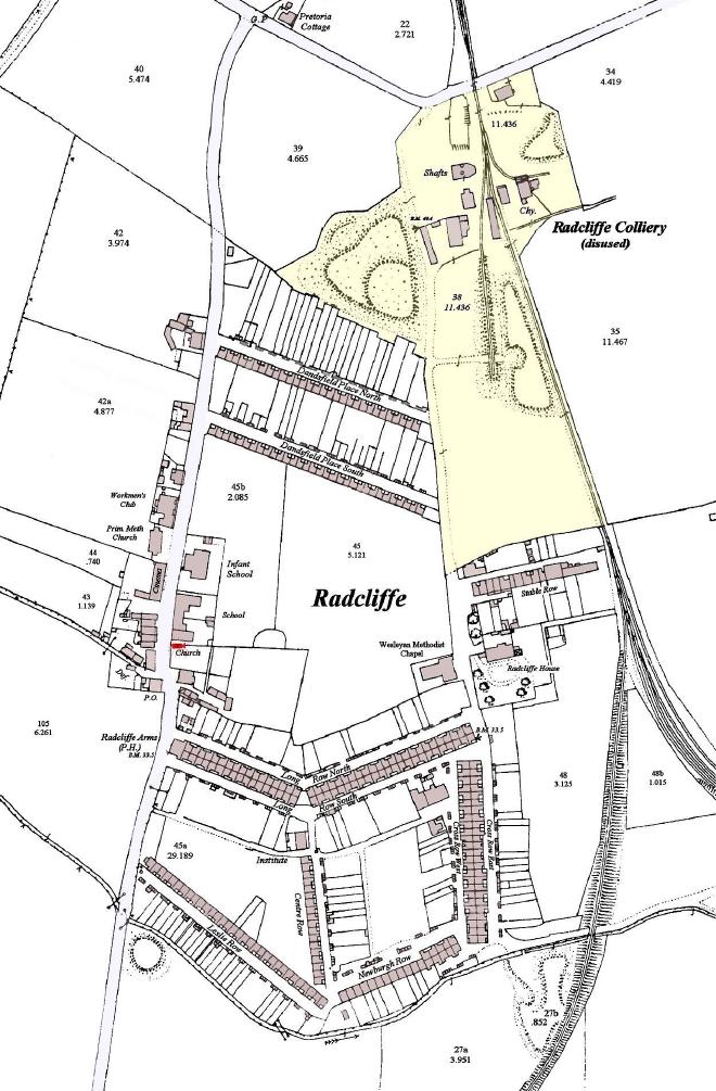 Map of Radcliffe, Northumberland
