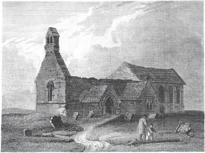 Etching of Mitford church from 1813, almost contemporaneous with their marriage