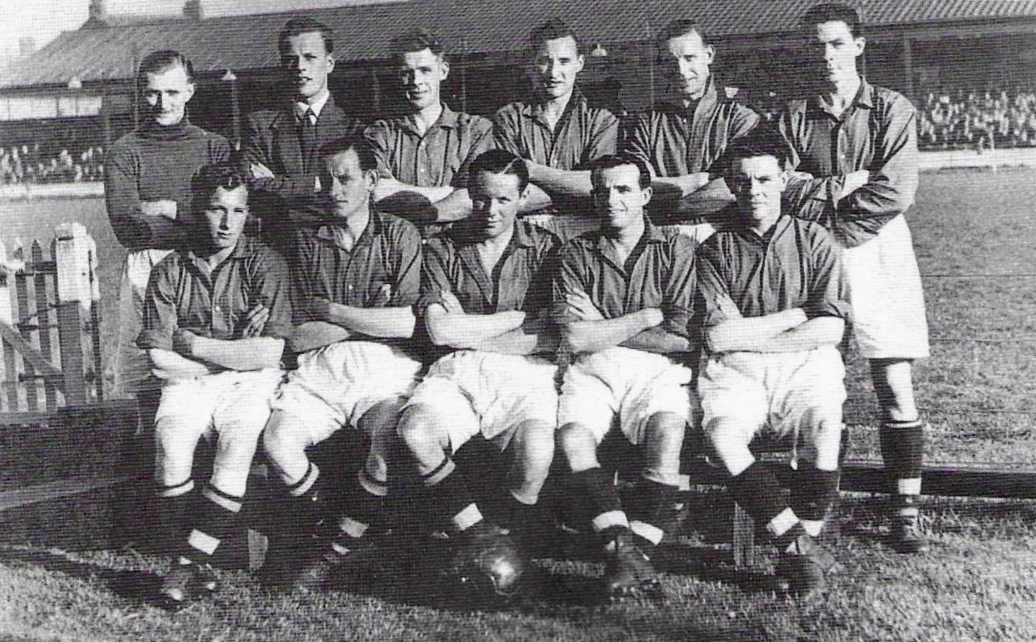 Ashington F.C. Squad 1949. Willy Lyons front row, end left.