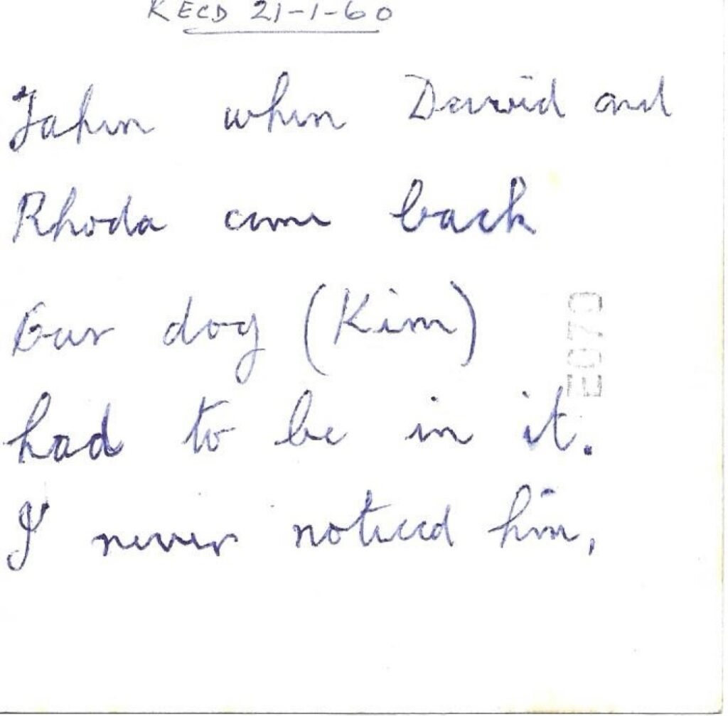 Reverse of photo with handwriting