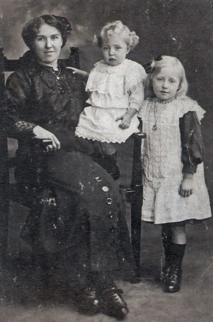 Mary Besford with her children, Ronald Thompson and Mary Barron Thompson