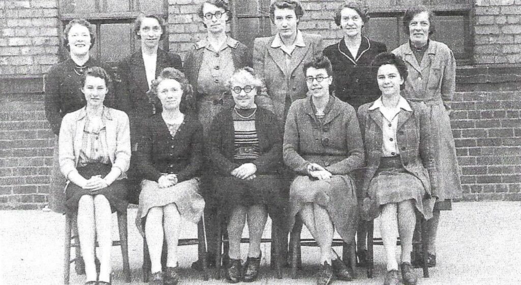 Staff of Hirst North Girls School, Ashington, Dora front row, second fro left