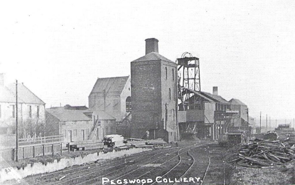 Pegswood Colliery lay between Morpeth and Ashington. It opened in 1868 and closed in February 1969.